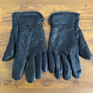 Vintage Black Genuine Leather Gloves Men's Large X Large Lined Insulated 40 gram
